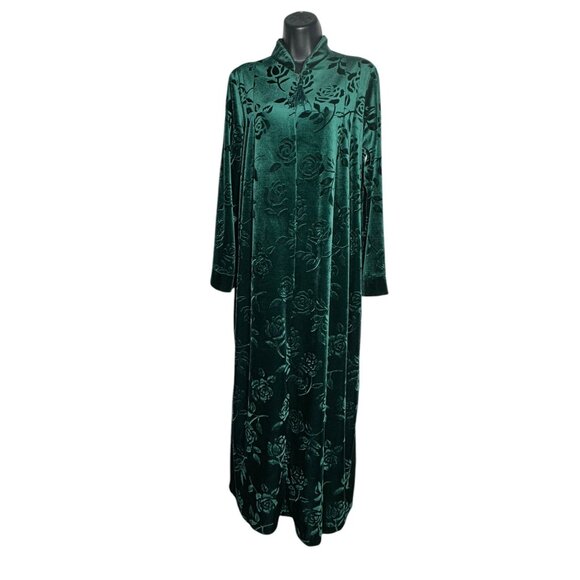 Cinema Etoile Green Floral Velvet Robe Small - Picture 3 of 10